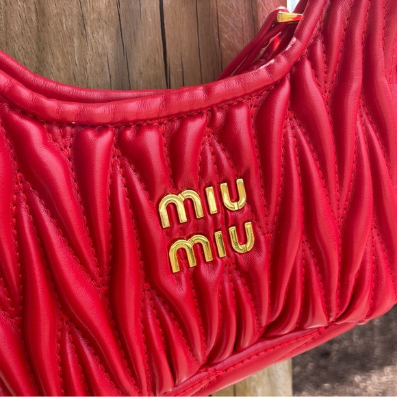 Miu Miu Mini Quilted Shoulder Red Bag - Picture 2 of 5